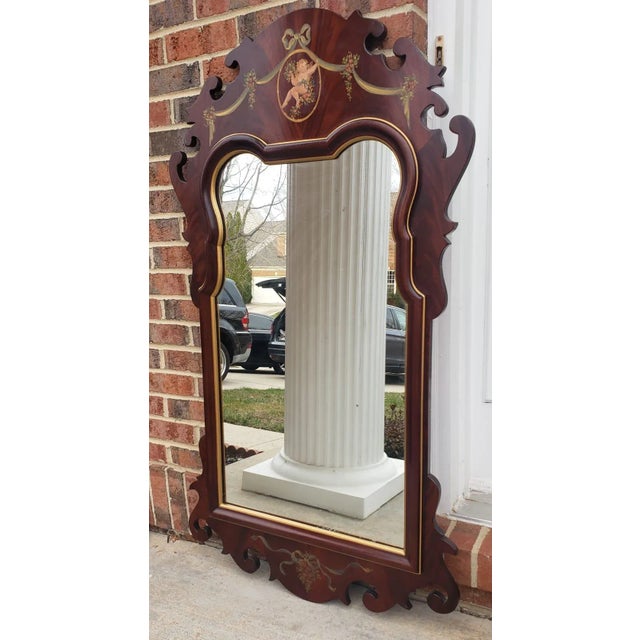 George III Style Parcel Gilt and Painted and Decorated Mahogany Wall Mirror For Sale - Image 4 of 9