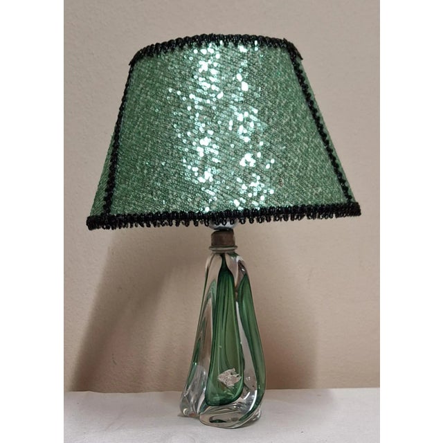 Vintage Belgian Table Lamp with Crystal Glass Base by Val St. Lambert, 1970s, in Very Good conditions. Designed 1970 to...