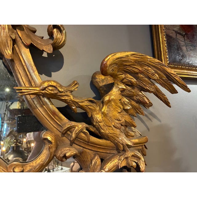 Glass 18th Century Pair of French Gilded Mirrors With Chinese Cranes For Sale - Image 7 of 12