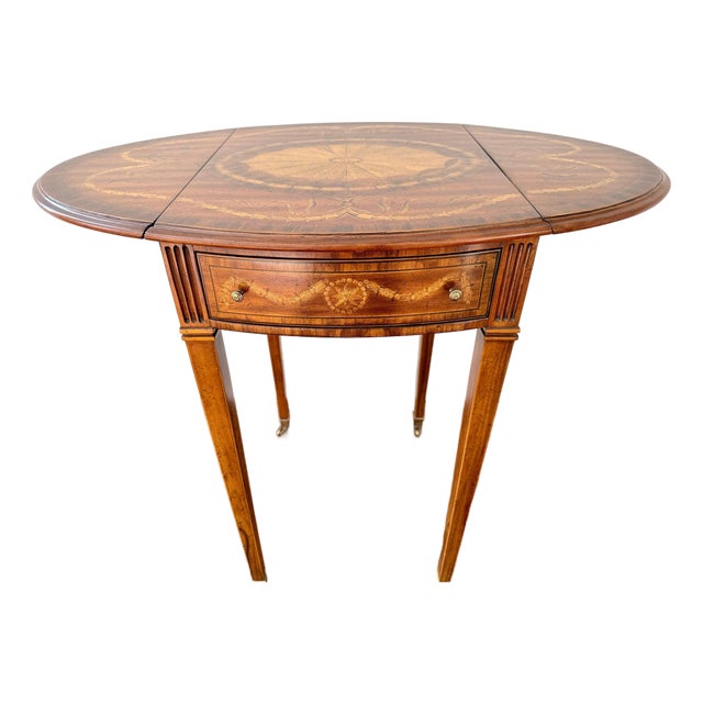 Maitland Smith Drop Leaf Side Table on Casters For Sale