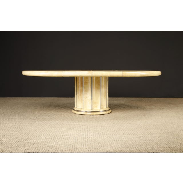 Extendable Lacquered Goatskin Dining Table, c 1970, Restored w French Polish For Sale - Image 10 of 12