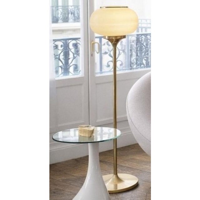 Art Deco Floor Lamp in Brass and Opaline Glass, 1960s For Sale - Image 4 of 7