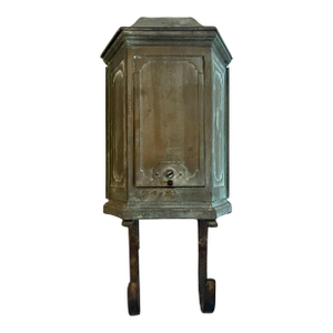 Patinated Wall Mount Metal Mail & Paper Box with Door