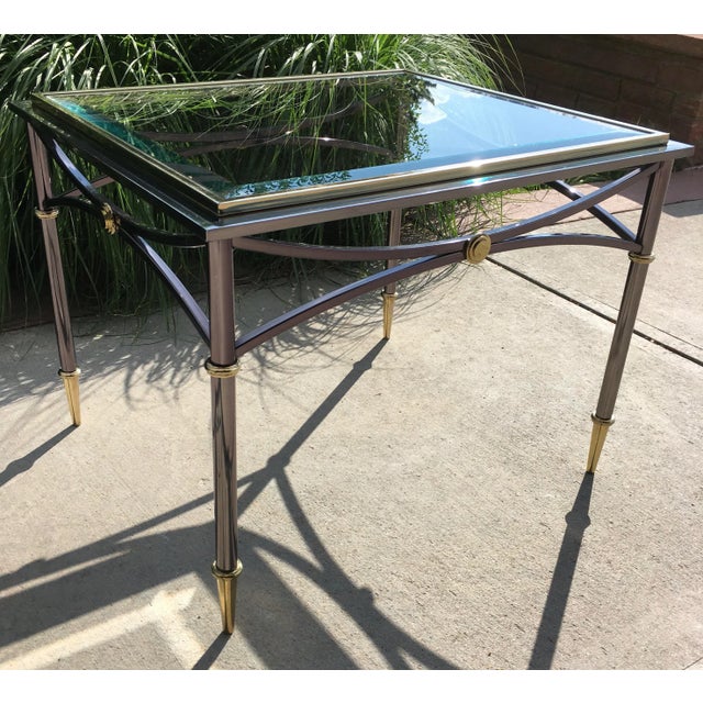 Mid 20th Century Jansen Style Gun Metal End Table With Brass Mounts From Design Institute of America For Sale - Image 5 of 13