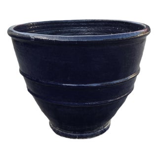 Large Moroccan Cobalt Blue Pottery Planter For Sale