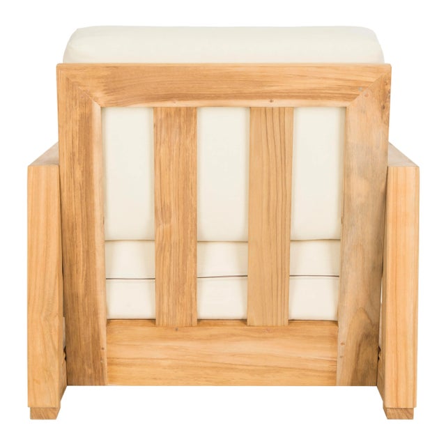 Modern Armchair in Teak & Beige For Sale - Image 4 of 10