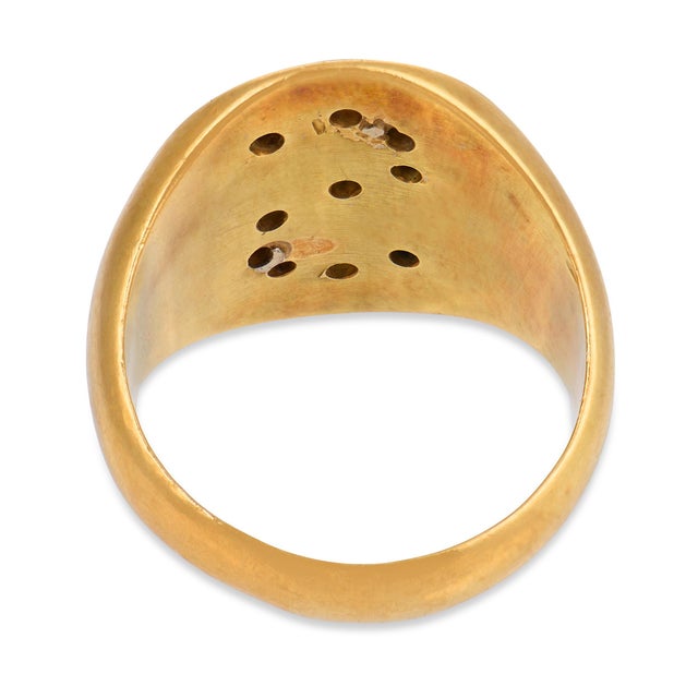 Vintage Diamond 18k Two Tone Gold Signet "S" Ring, Size 4 For Sale In Los Angeles - Image 6 of 7