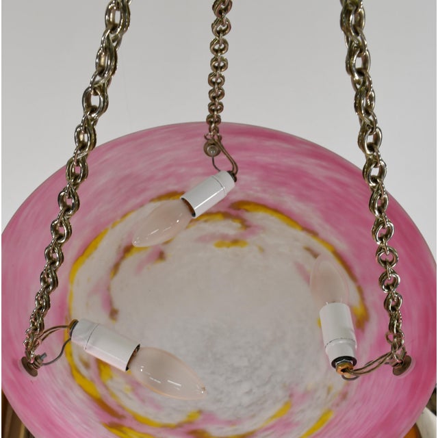 Pink French Art Deco Pendant Light by Muller Freres & Hettier Et Vincent - 1920s France For Sale - Image 8 of 13