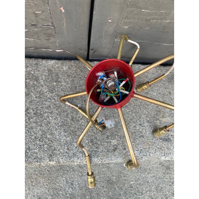 Mid-Century Modern Hanging Lamp in Brass and Glass, 1950s For Sale - Image 12 of 18