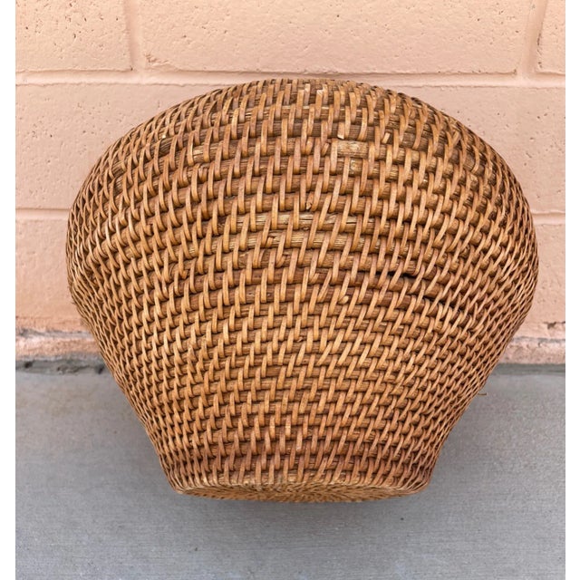 Vintage Woven Rattan Snake Charmer Basket. Would be amazing with pampas grass inside. great display piece. 16in x 8in top...