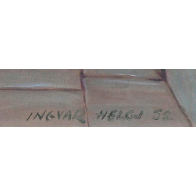 Mid Century Figurative Landscape -- Sisters on the Terrazza by Ingvar Helgi For Sale In Monterey, CA - Image 6 of 7