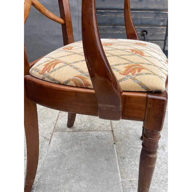 Antique Rustic Office Chair in Cherrywood and Fabric, 1950s For Sale - Image 18 of 18