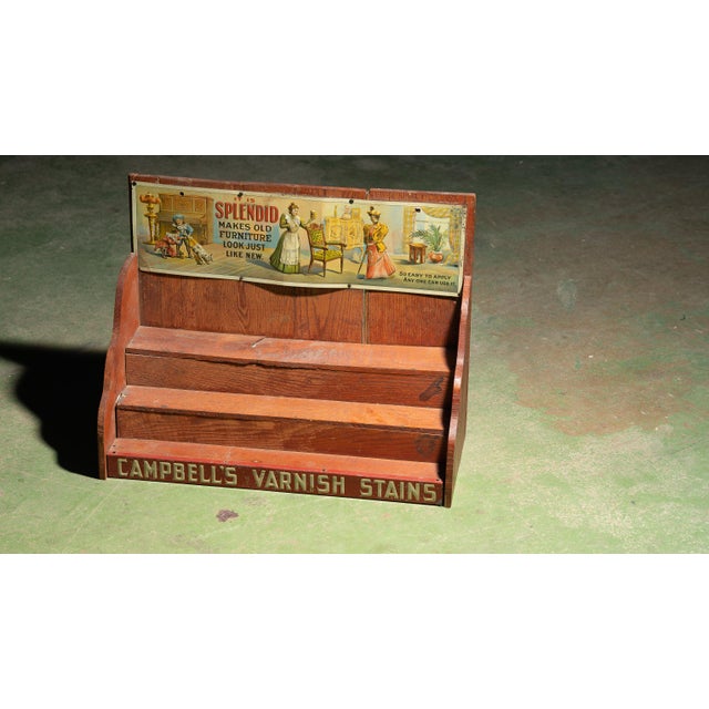 Antique Campbells Varnish Stains General Store Countertop Advertising Display For Sale - Image 4 of 6