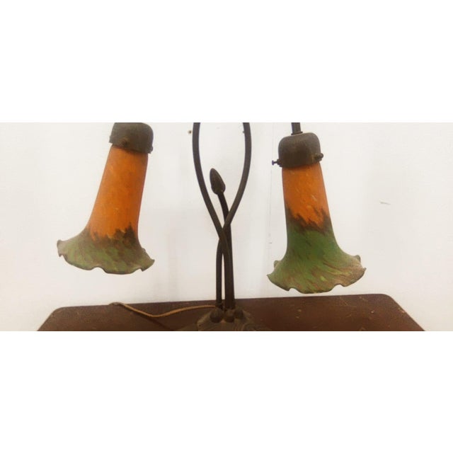 Mid-Century Modern Vintage 2-Light Table Lamp with Decorated Murano Glass For Sale - Image 3 of 17