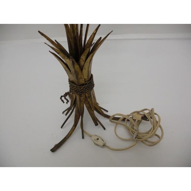 Vintage Gilt Tole Wheat Sheaf Table Lamp For Sale - Image 4 of 8