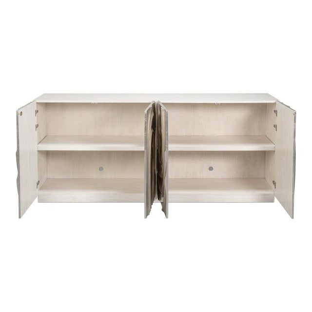 2020s Contemporary Carved Credenza - White Oak with Silver Leaf Doors For Sale - Image 5 of 13