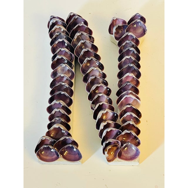 Beautiful purple natural color Sea Shell encrusted letter N .