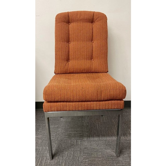 6 Chrome Base Milo Baughman Style Dining Chairs, Mid Century Modern For Sale In New York - Image 6 of 9