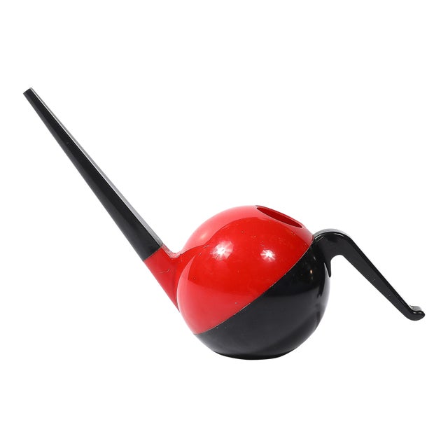 Mid-Century Watering Can in Vermillion Red & Black Signed Quality Molding Co. For Sale