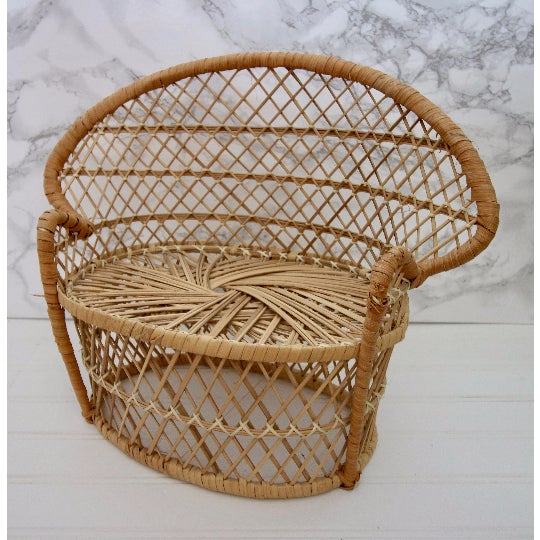 Vintage Wicker Miniature Peacock Chair Plant Stand Chairish