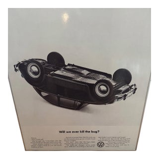 Vintage Original Vw Volkswagen Showroom Poster “Will We Ever Kill the Bug?” Helmet Krone DDB Agency For Sale