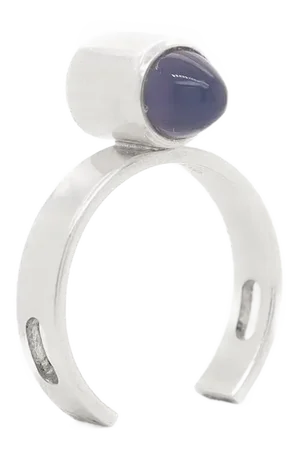 Signed Kupittan Kulta Finnish Modern Sterling Silver & Chalcedony Cabochon Ring
