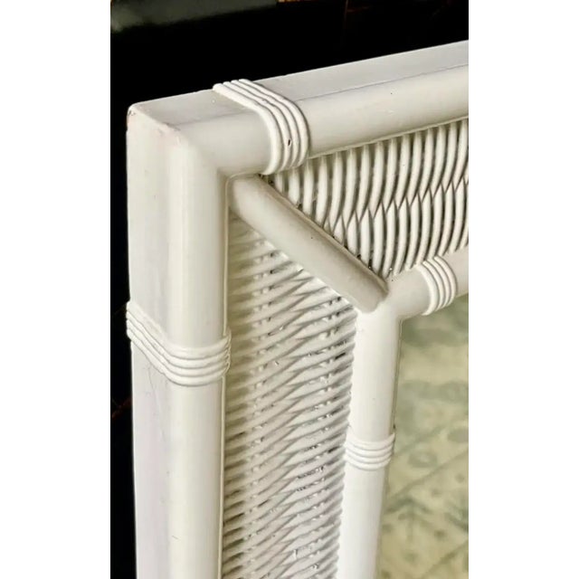 Henry Link Henry Link Style Coastal Wicker and Faux Bamboo Wall Mirror For Sale - Image 4 of 8