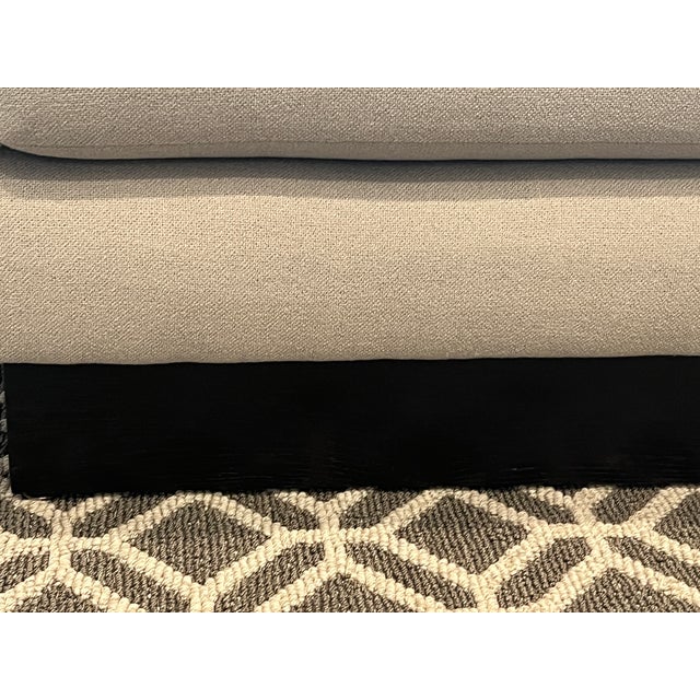 1970s Track Arm Chair in Fresca Dove Upholstery, Wood Frame with Black Inset Base, Concept 70 Georgia For Sale In Los Angeles - Image 6 of 7