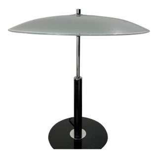 Mid-Century Modern Ikea Table Lamp With Glass Shade and Chrome Base For Sale
