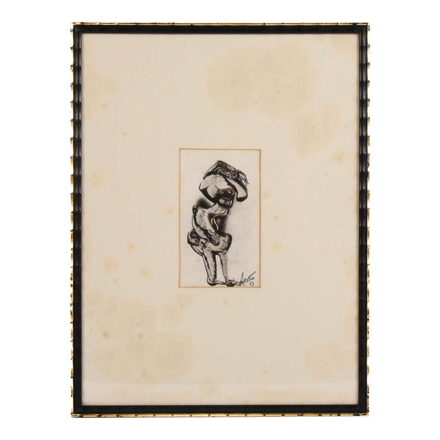 Framed Signed J. Akston "Untitled, 1963" Acrylic on Paper Painting For Sale