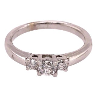 14 Karat White Gold Engagement Ring / Band 0.50 Total Diamond Weight For Sale