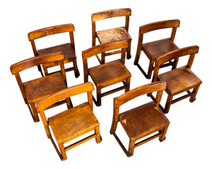 English Children's Stacking School Chairs, 1920s, Set of 6
