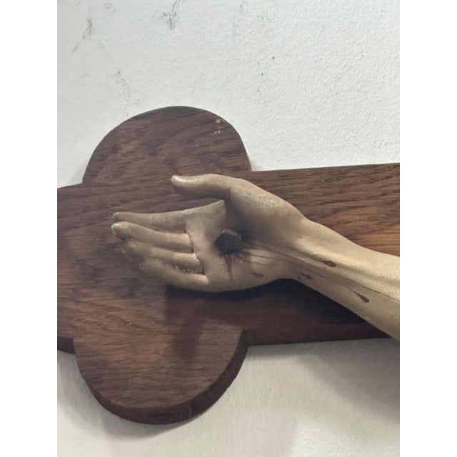 Antique Polychrome Wooden Crucifix, 1890s For Sale - Image 15 of 18