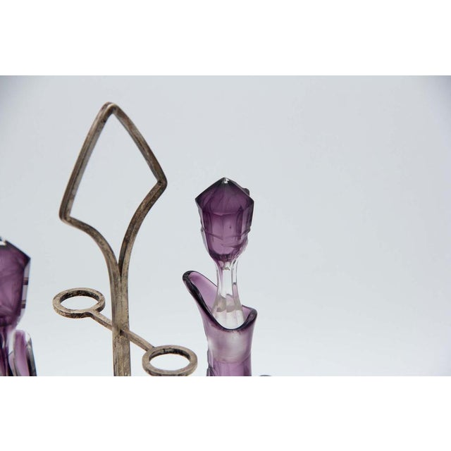 Purple Cut Glass Cruet, Set of 3 For Sale - Image 3 of 4