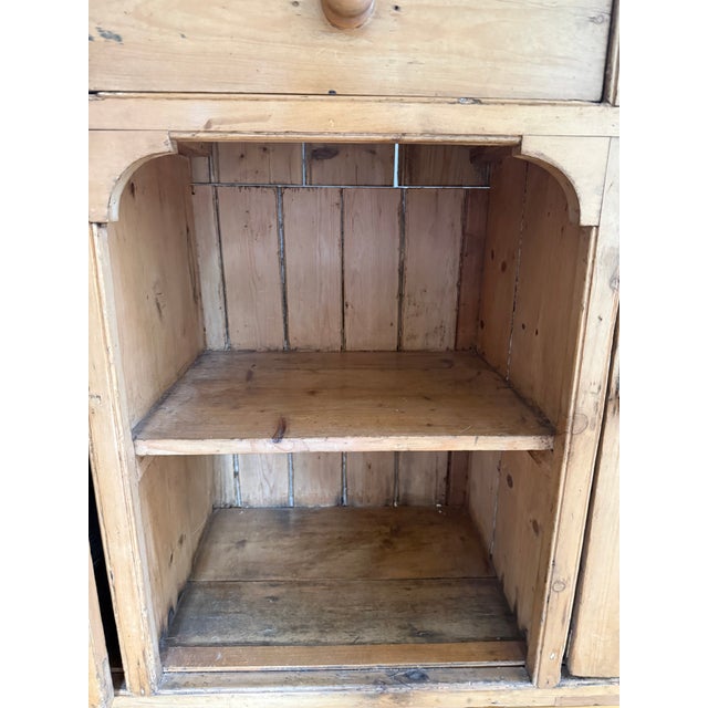Wood 19th Century English Pine Welsh Dresser Step-Back Hutch For Sale - Image 7 of 9