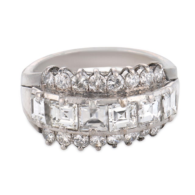 Contemporary Vintage 1.70 Carat Diamond Low Carat Gold and Silver Ring, Size 4.5 For Sale - Image 3 of 5