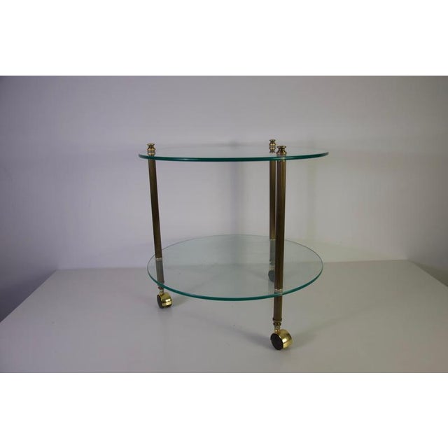 Hollywood Regency French Brass and Glass Bar Cart, 1950s For Sale - Image 3 of 12