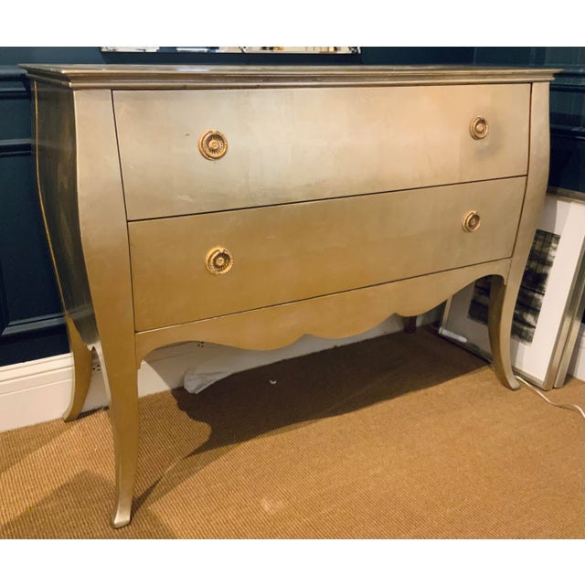 Modern Silver Leaf Finished Bombe Chest of Drawers Chairish