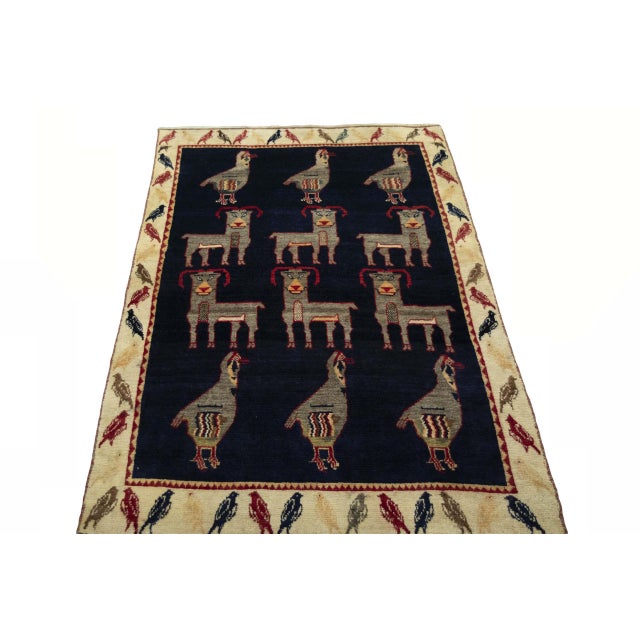 Hand-Knotted Gabbeh Nomadic Rug For Sale - Image 4 of 11