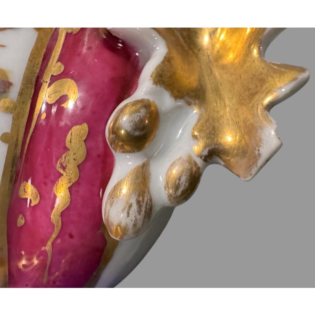 Old Paris Pair of Antique Old Paris Porcelain Floral & Gilt Decorated Handled 7.5" Spill Vases For Sale - Image 4 of 7