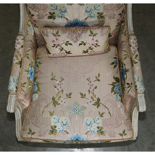 Antique French Charles-Emile Moinat Silk Floral Upholstered Armchairs, Set of 2 For Sale - Image 18 of 18