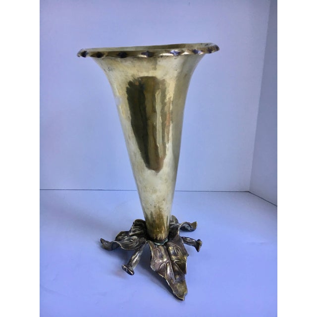 Brass Vase With Sculpted Leaves Base Chairish