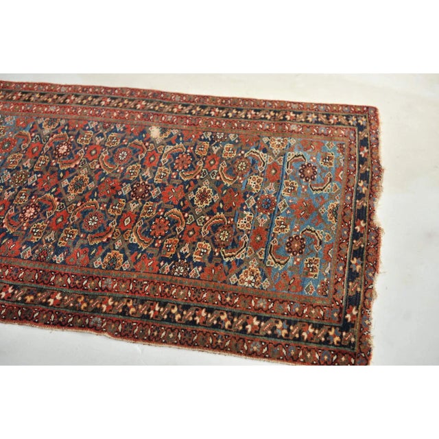 Navy Blue 1930s Navy & Sky Blue Two-Toned Rug, 3.5 x 4.11 For Sale - Image 8 of 11