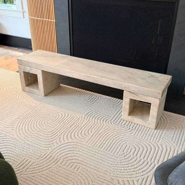 2020s Stone Marble Bench With Square Bases by Robert Kuo For Sale - Image 5 of 8