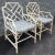 Pair of 1970s Rattan Bamboo Chippendale Armchairs in antique white color. Very sturdy. Seat high is 20", arm height is...