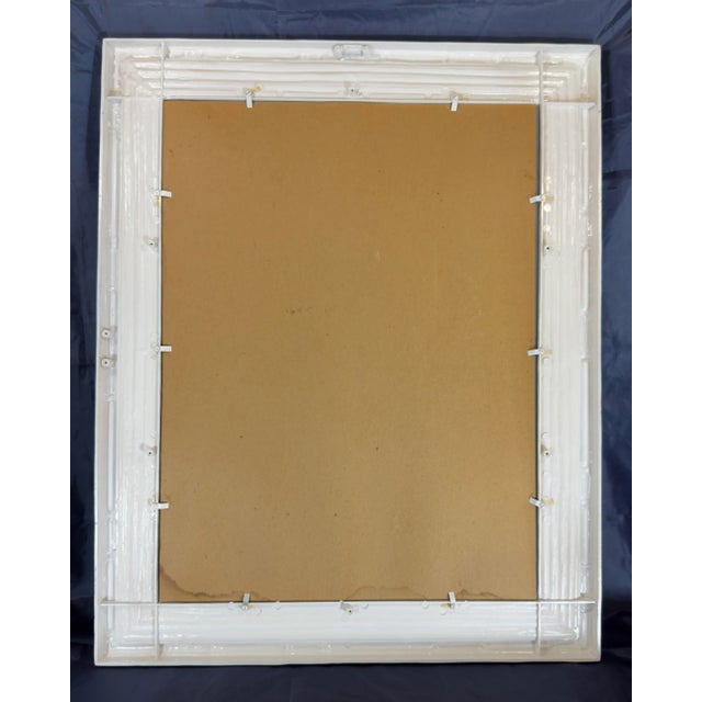 Glass Vintage Palm Beach Regency Faux Bamboo Wall Mirror - Green and White With Gold Accents - Newly Painted For Sale - Image 7 of 7
