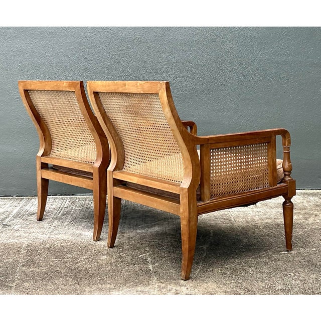 Vintage Baker Cane Panel Lounge Chairs - A Pair For Sale - Image 11 of 12