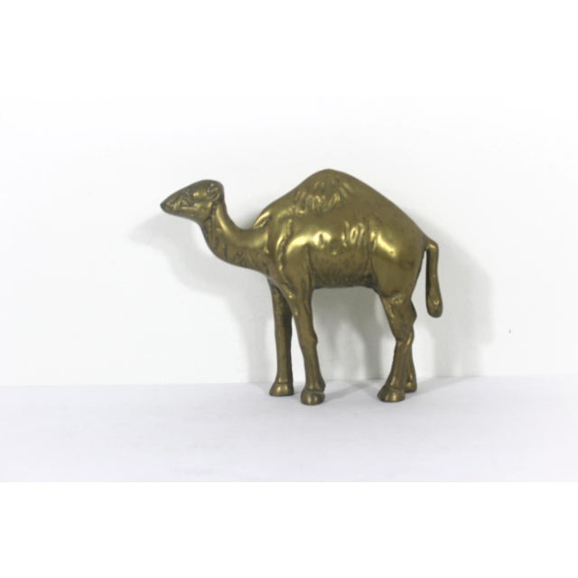 Large 1980s Solid Brass Camel Vintage Brass With Patina For Sale - Image 4 of 10