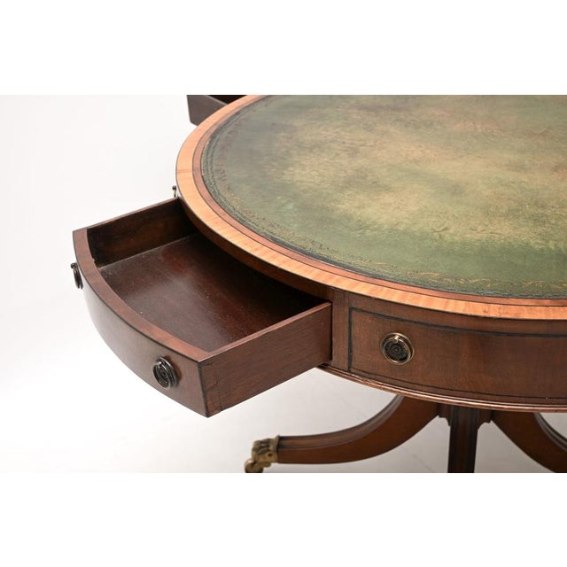 Antique Regency Leather Top Drum Table, 1890s For Sale - Image 9 of 11