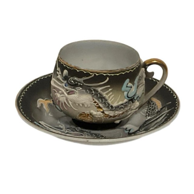 Japanese Early 20th Century Japanese Lithophane Dragonware Moriage Teacups - 12 pcs For Sale - Image 3 of 9